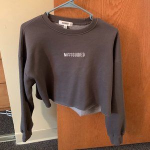 Cropped gray crew neck